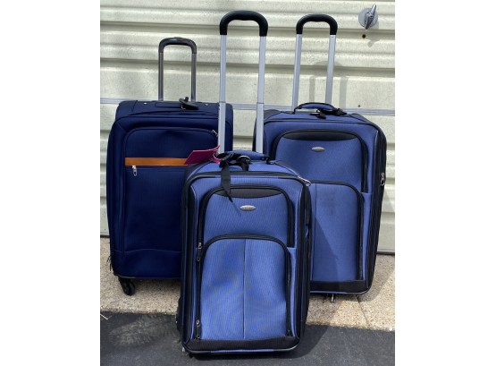 3 Pcs Rolling Samsonite Luggage Bags In Blue