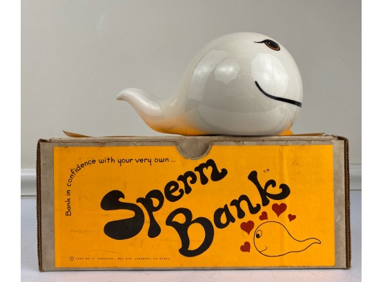 Vintage Porcelain Ceramic Figural Sperm Bank, Coin Bank By BO-TY, Products 1983