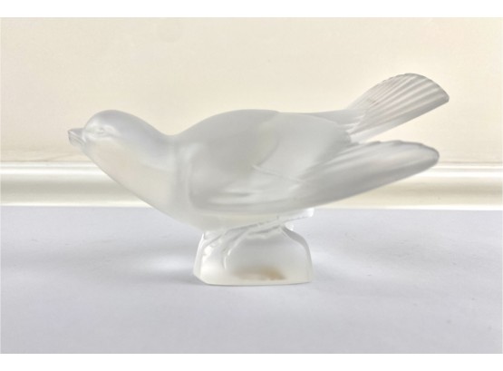 Lalique France Frosted Crystal Bird Paperweight Sparrow Dove Figurine