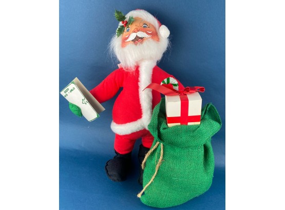 Vintage Collectable Annalee Dolls, Large Christmas Santa With Presents Sack