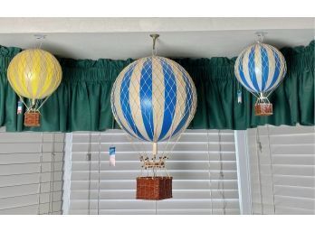 Vintage Set Of 3 Hot Air Balloon Hanging Art Sculptures