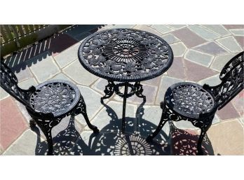 Vintage Cast Iron, French Bistro Style Table & 2 Chairs