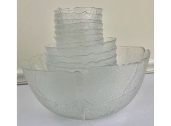 16 Pcs Of Vintage Arcoroc French Clear Glass Salad Lettuce Bowls - 3 Sizes