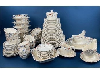 116 Pcs Vintage Spode Copeland England Porcelain Wicker Dale Pattern Dinner Service