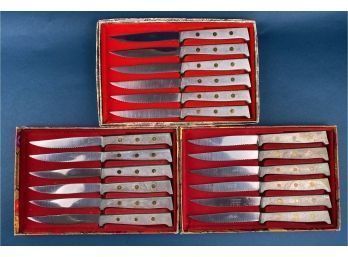 18 Mid Century Invento Made In France Steak Knives Boxed