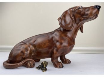 2 Vintage Dachshund Dog Sculpture Figurine Collectables