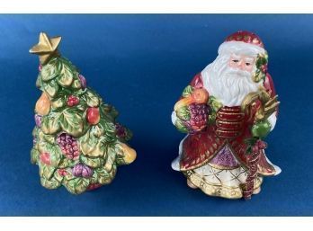 Fitz & Floyd Classics Christmas Santa & Tree Porcelain Salt & Pepper Shakers