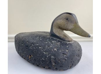 Old Antique Collectable Painted Wood And Cork, Weighted, Floating Duck Decoy