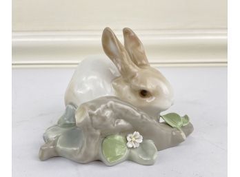 Vintage Lladro, Diasa, Spain Porcelain Bunny In A Garden Figurine Sculpture