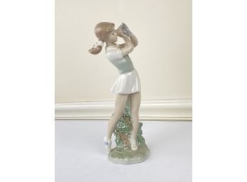 Vintage Lladro Nao Spain Porcelain Woman Golfer Figurine Sculpture