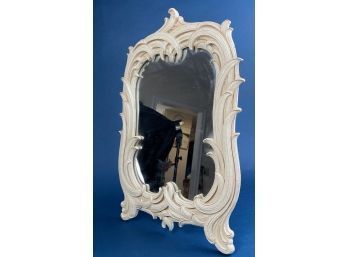 Vintage Syracuse Ornamental Co. Syroco Wood, Carved Vanity Or Dresser Standing Mirror In Off White