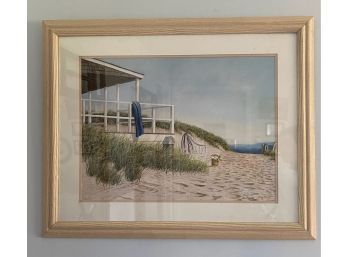 Signed & Numbered Tom Mielko Beach Cottage Scene Lithograph Print