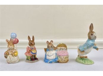 4 Vintage Porcelain Beatrix Potter Rabbit Figurines