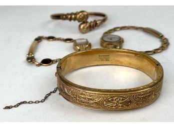 Vintage Lot Women's Jewelry Gold Filled Watches & Bracelets