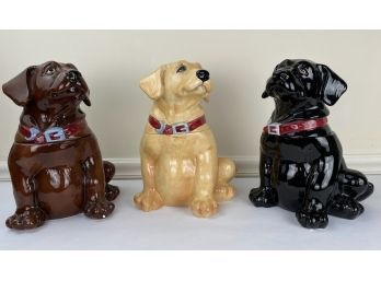 3 Labrador Retriever Dog Figural Ceramic Cookie Jars