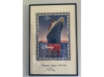 Disney Magic Ocean Liner Cruise Ship Inaugural Voyages 1998-1999 Print Signed By Captain Disney Magic