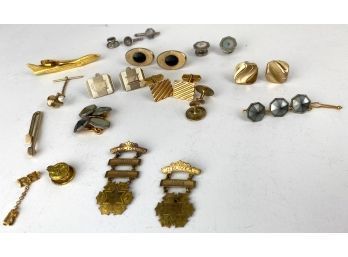 Vintage Lot Men's Costume Jewelry Cufflinks, Medals Etc.