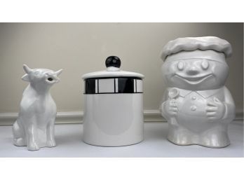 White & Black Ceramics Lot W/ McCoy Pottery Pillsbury Doughboy Cookie Jar & More