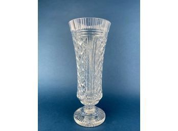 Vintage Large Clear Cut Crystal Pedestal Vase