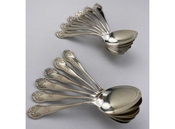 Set Of 12 Sterling Silver GORHAM Lancaster Rose Coffee Spoons