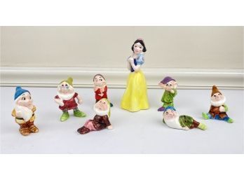 8 Pcs Vintage Disney Japan Snow White & The Seven Dwarfs Porcelain Figurine Set
