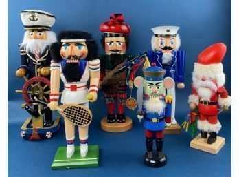 6 Vintage Wooden Christmas Nutcrackers,  Steinbach Germany Etc