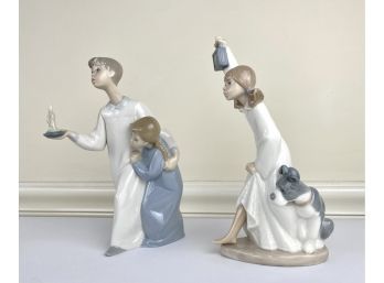 2 Vintage Lladro Nao Spain Porcelain Figurines Sculptures