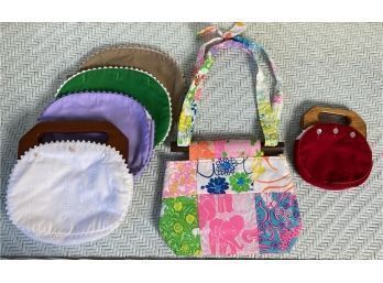 2 Vintage Wooden Handle Ladies Day Purses With Matching Style Child's Purse And Color Options