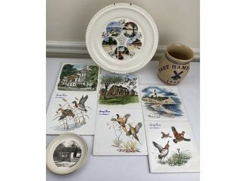 Vintage Lot The Hamptons Local Historical Souvenir Items And Tiles