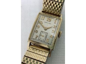 Vintage 10K Gold Hamilton Men's Curvex Watch 1950's - 19j, Seconds Subdial, RUNS