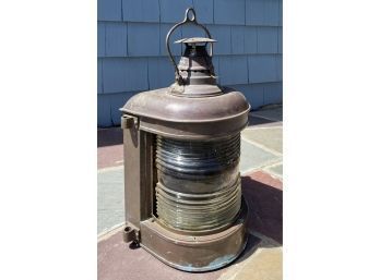 Antique, Large, Solid Brass Nautical Ship Lantern Light By F.H. Lovell Co. Of Arlington NJ