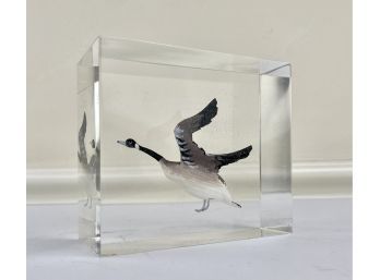 Vintage Lucite Flying Duck Paperweight