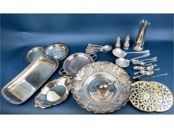 Vintage Silver Plated Serving Pieces & Flatware