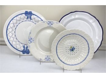 Vintage Lot Of 4 Blue & White Decorative Plates, French, Spode & More