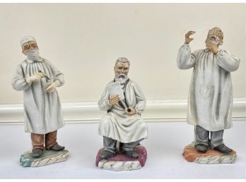 3 Vintage Andrea By Sadek Japan Porcelain Doctor, Physician Figurines