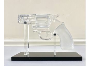 Royals De Champagne France Frosted Crystal Figural Gun Pistol Sculpture