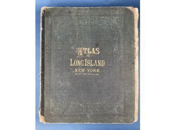 Antique 1870 Illustrated Atlas Of Long Island NY Large Book
