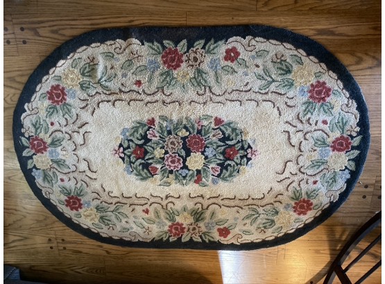 Floral Boucle Rug With Black Border