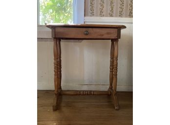 Vintage Oak Louis XIII Style Turned Leg, One Drawer Side Table