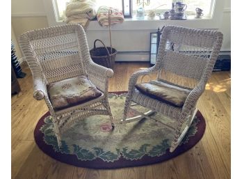2 Vintage Wicker Chairs - One Rocker