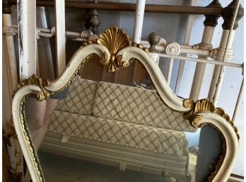 Antique Rococo Italian Style Mirror And Shelf In Gold And White