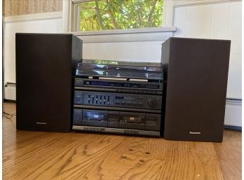 Panasonic Stereo, Receiver, Cassette Tape Decks, Turntable (record Player) And Speakers (not Attached)
