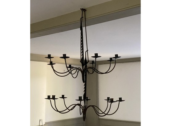 Pair Of  Antique Wrought Iron 8 Candle Candelabra Chandelier
