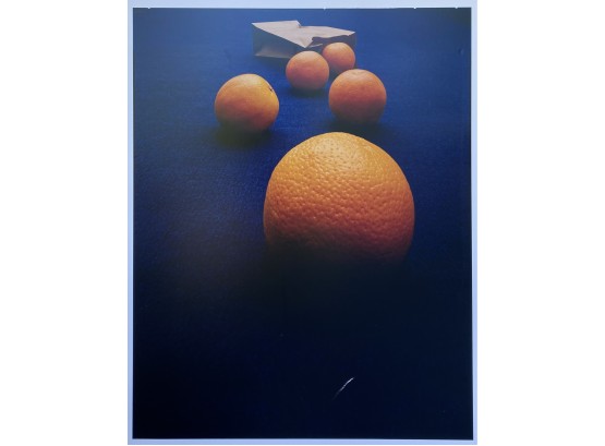Large Color Photograph Mounted On Board  - Oranges On Blue Rug
