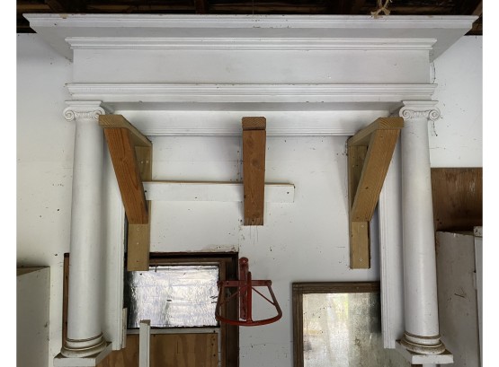 Wood Mantel With Ionic Columns, Painted White - From This Sag Harbor Captain's Home