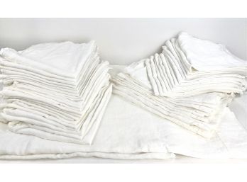 Ralph Lauren And Williams Sonoma White Linen Cotton Table Linens- Table Cloth, Place Mats, Dinner Napkins