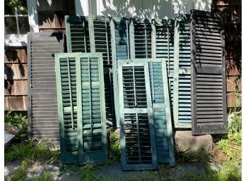12 Antique Shutters, Painted Green, Black And Red From The Residence