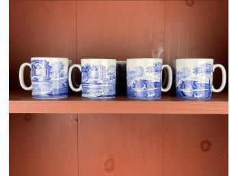 9 Blue And White Spode Ceramic Mugs