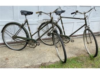 Pair Of Green Vintage Raleigh Sports, Made In England Bicycles