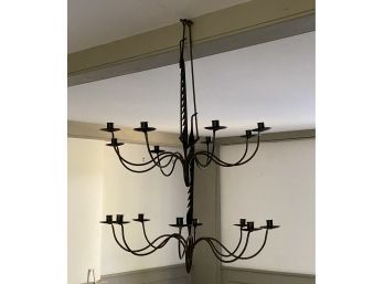 Pair Of  Antique Wrought Iron 8 Candle Candelabra Chandelier